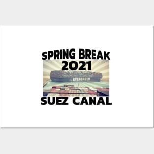 Spring Break 2021 Suez Canal - EverGreen Ever Given Cargo Ship Retro Sunset Posters and Art